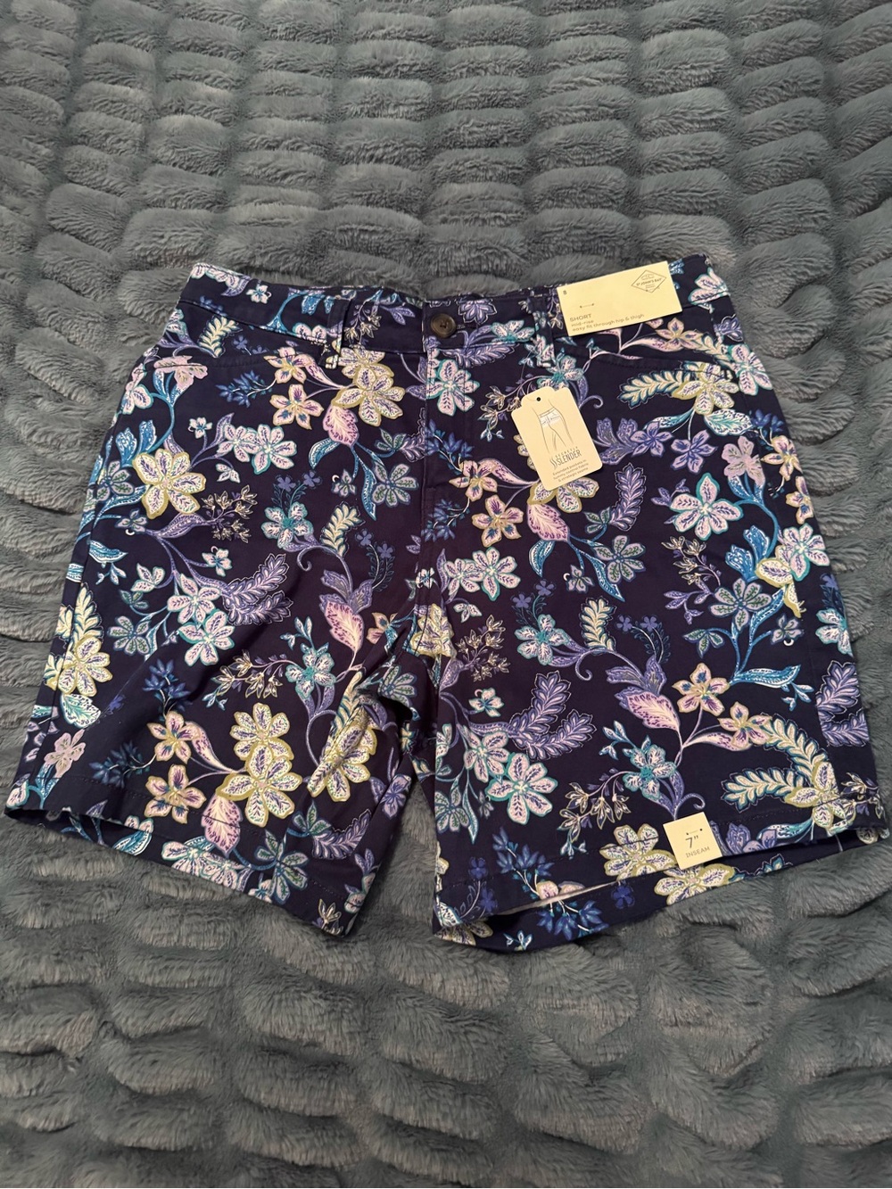 Navy Floral Shorts with Floral Print
